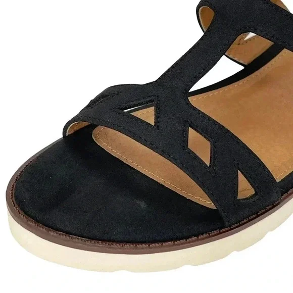 Adrienne Vittadini Seka Black Faux Leather Slingback Womens Sandals Size 9.5M - Picture 6 of 11